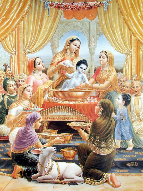 Baby Krishna's birth celebration bath