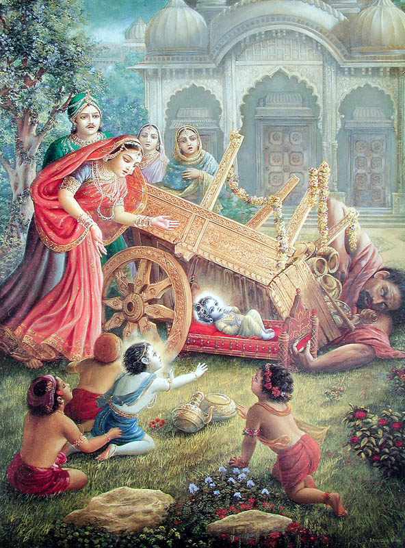 Krishna kicks cart demon Sakatasura