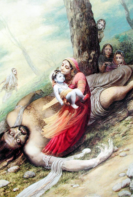 Yashoda recovers Krishna from Trinavarta