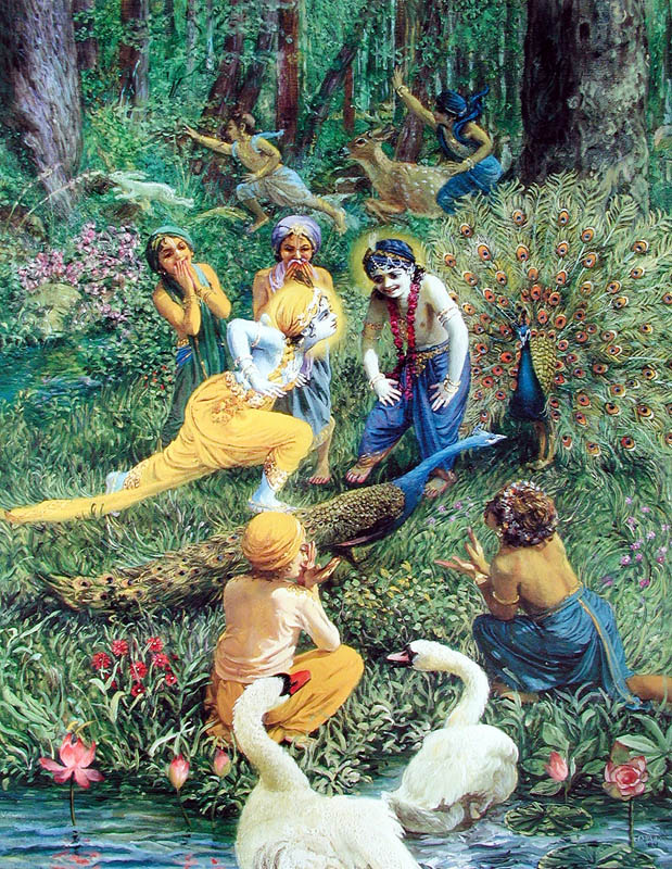 Krishna, boys imitate forest animals