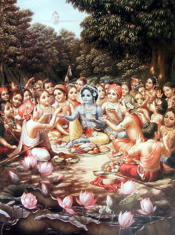 Krishna's forest lunch with boys