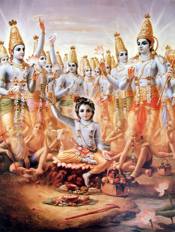Brahma sees Krishna's Vishnu expansions