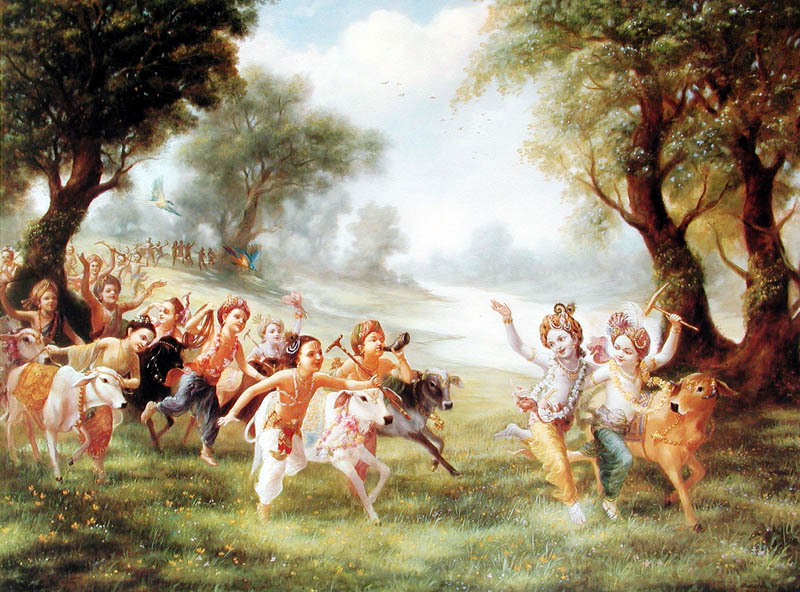 Krishna, Balarama play with cowherds