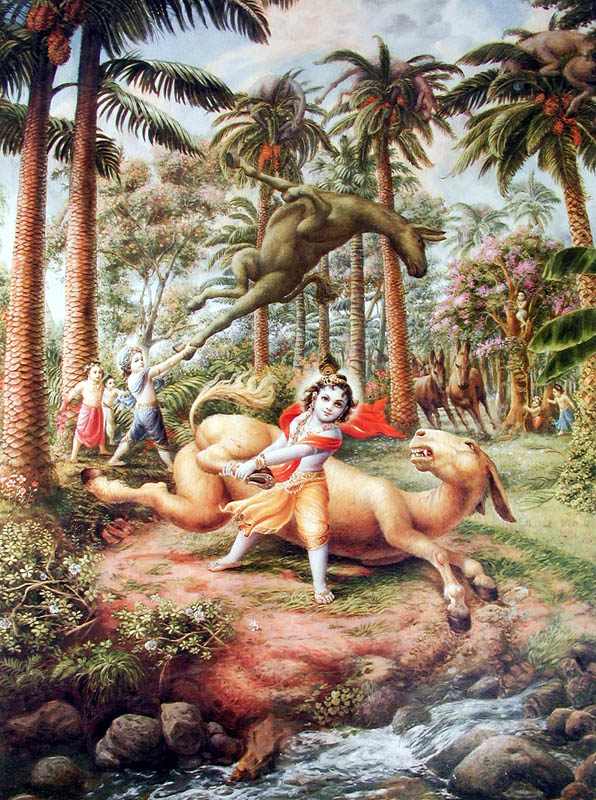 Krishna kills donkey demon Dhenukasura