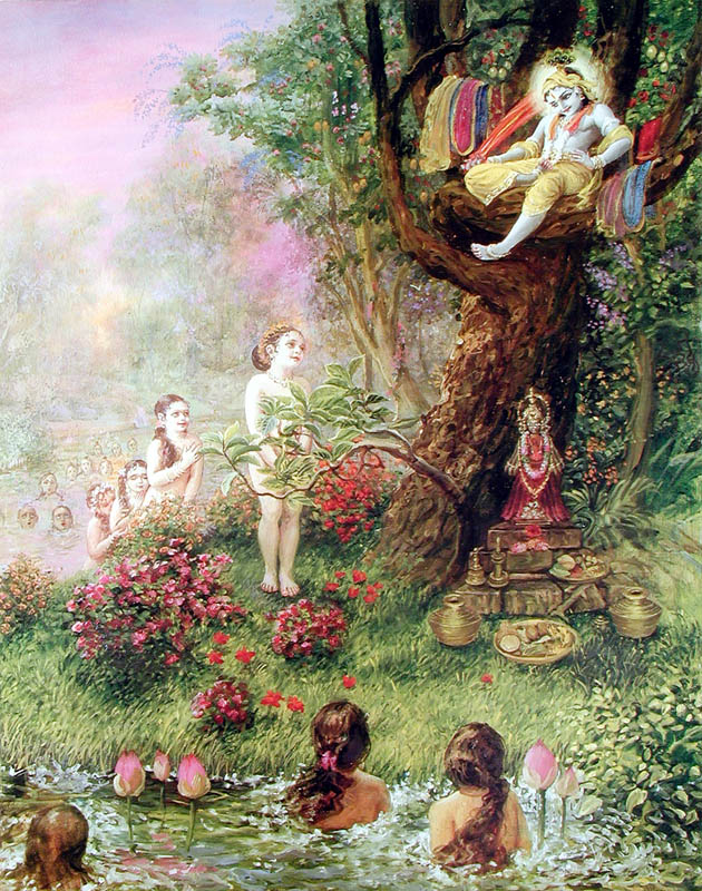 Krishna steals the gopis' garments