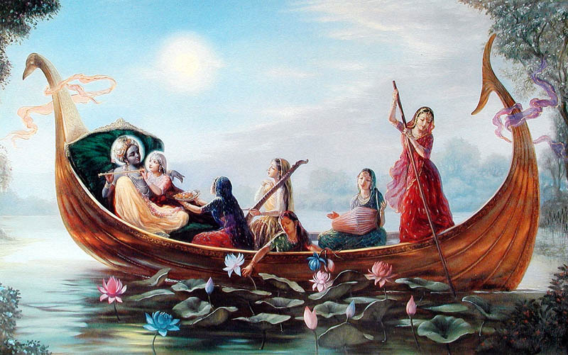 Radha-Krishna boating on Yamuna