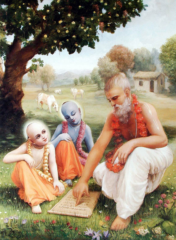 Krishna studies under Sandipani Muni