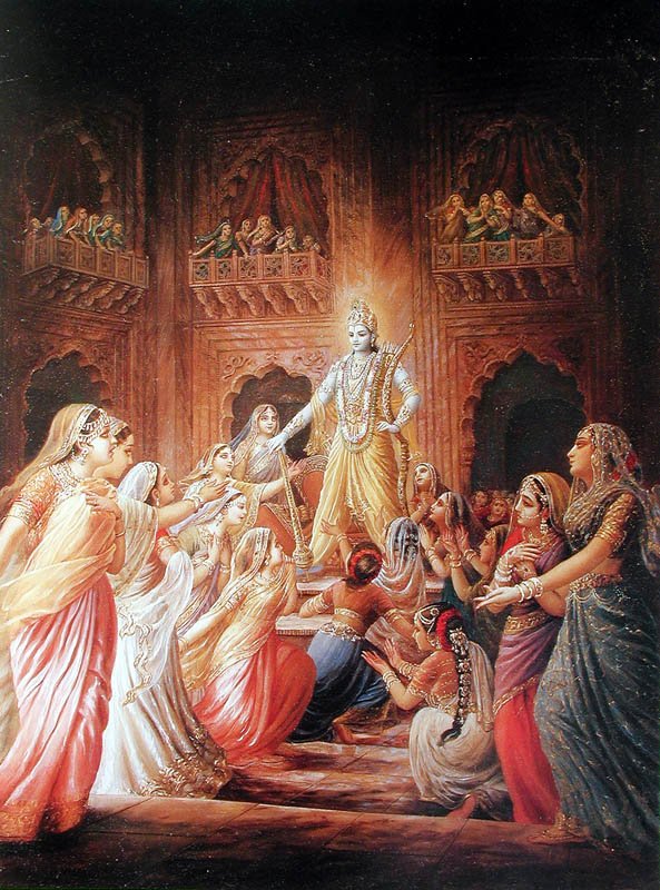 Krishna frees the imprisoned princesses