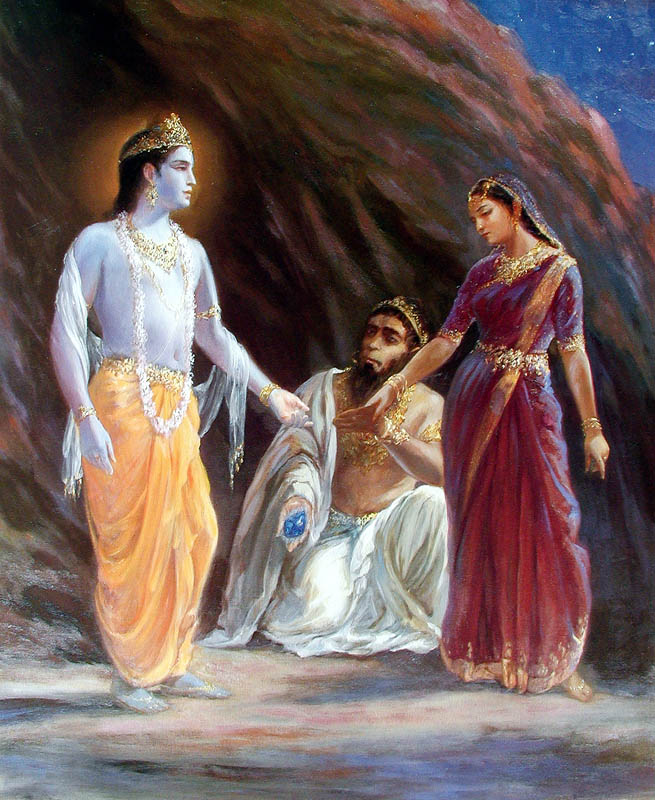 Jambavan surrenders Syamantaka jewel, Jambavati