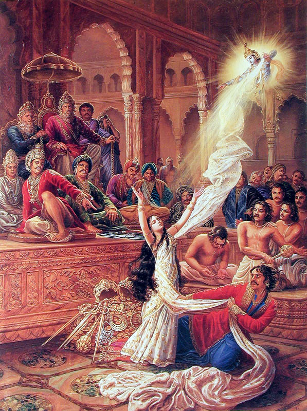 Krishna protects Draupadi's honour