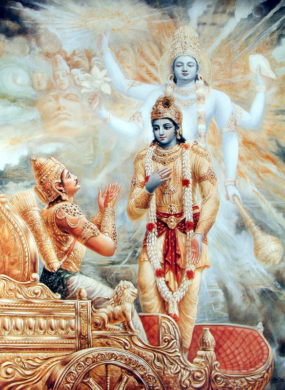Krishna resumes his original form