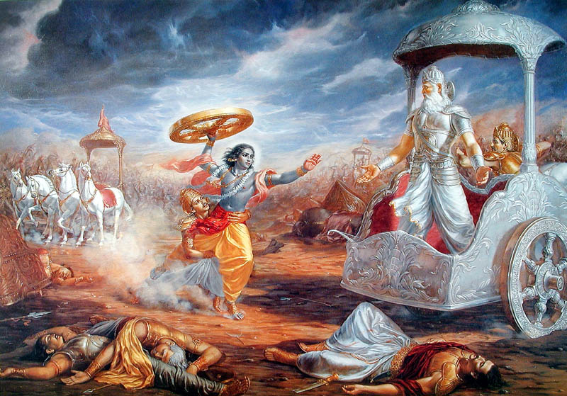 Krishna takes up chakra